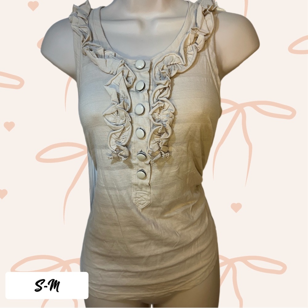 Marc Jacob’s 2000s ruffled cream tank top